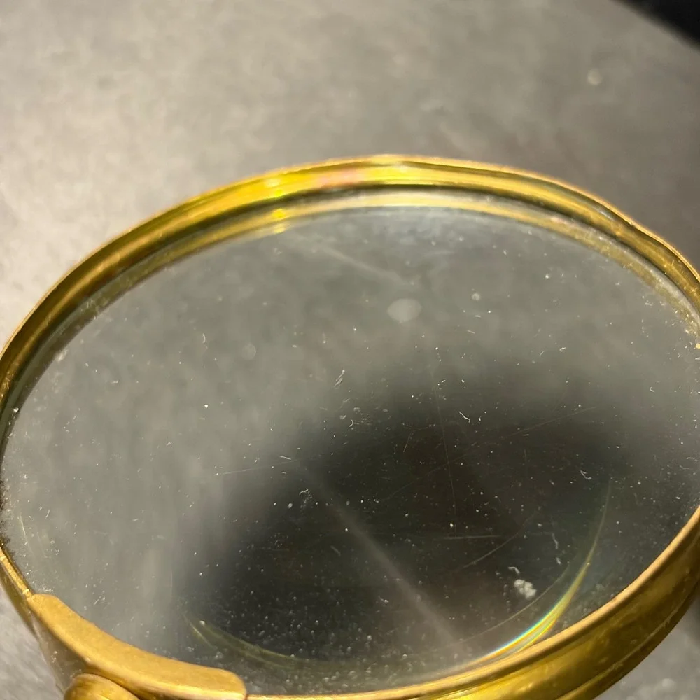Vintage Brass Handheld Magnifying Glass Cream Turned Handle Large 4 Inch Lens